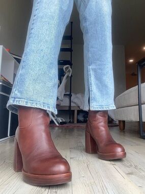 Kork-Ease Brown Leather Block Heel Tall Boots